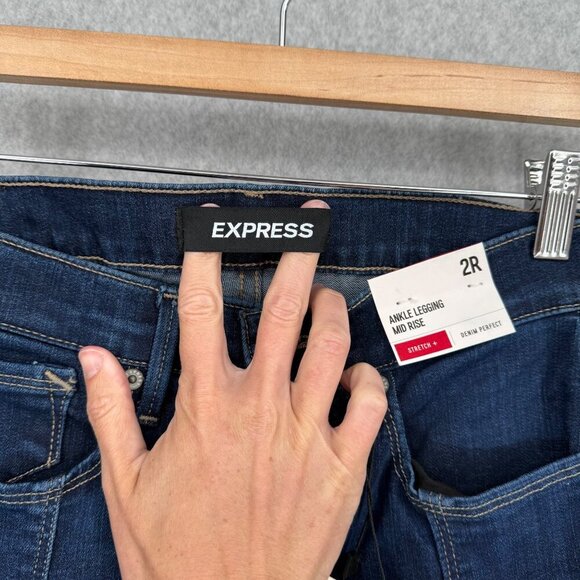 Express Womens Denim Perfect Ankle Skinny Jean Size 2 Dark Wash Center Seam NEW - Picture 8 of 15